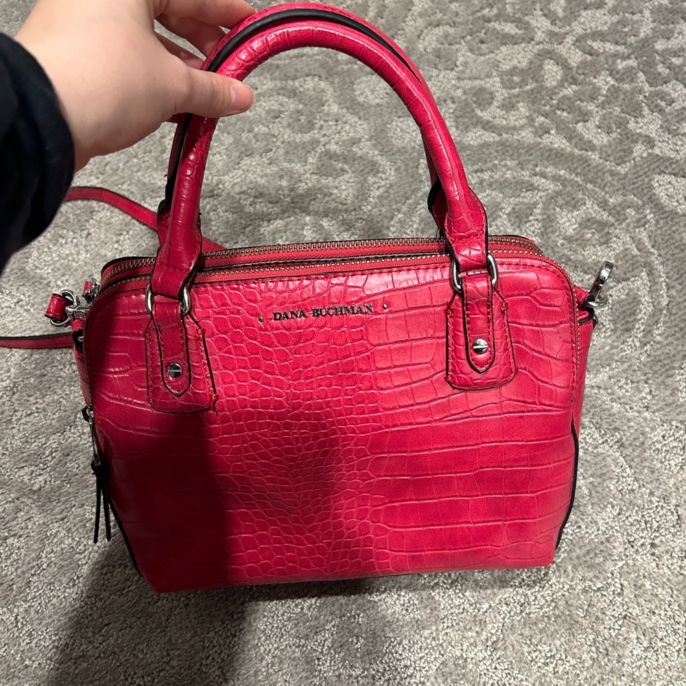 Pink Croc-Embossed Handbag